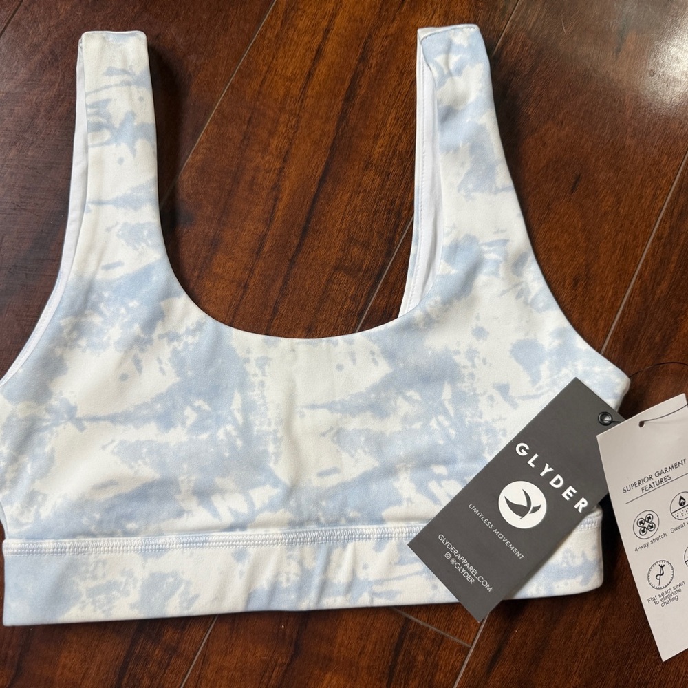 Glyder Sky Blue and White Sports Bra